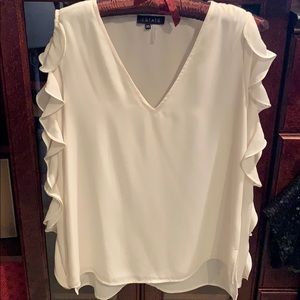 1. State Ruffle Open Arm Top